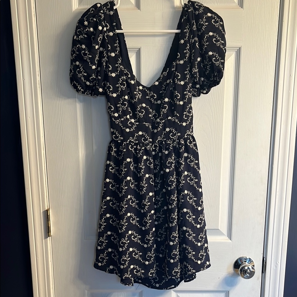 Dark Blue and White Floral Dress